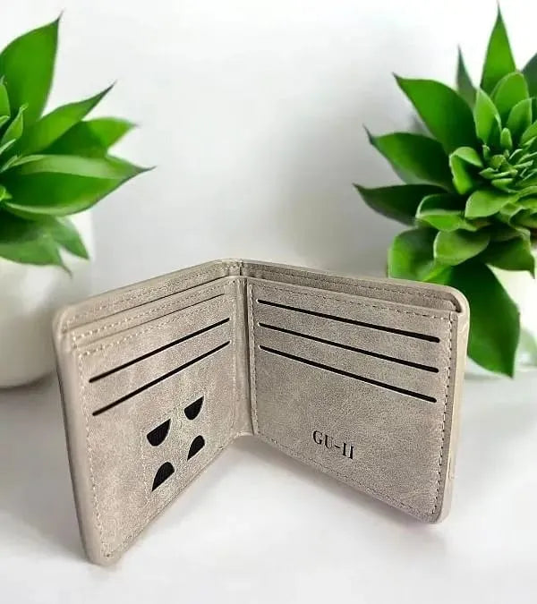 GU-II Male Short Thin Man Purse Wallet Retro Student Horizontal Leather Purse Young Men's Personality Tide
